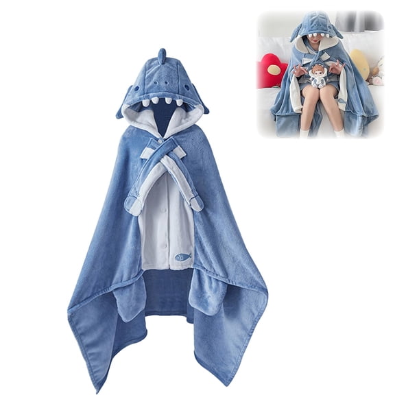 JRINK Shark Hoodie, Portable Shark Jumpsuit, Plush Shark Hoodie Blanket, Comfy Hoodie Sleep Cartoon for Party, Gathering, Cosplay, M