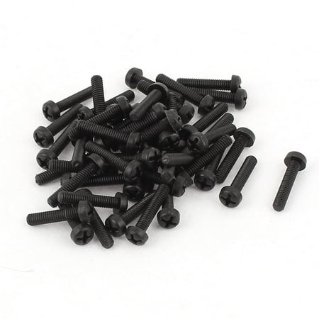 

M2.5x12mm Male Thread Nylon Pan Head Machine Screws Black 50PCS