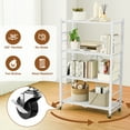 thumbnail image 5 of Fenbeli Storage Shelves,4-Tier Foldable Metal Wire Storage Shelf with Wheels, Heavy Duty Organizer Rack for Garage, Kitchen, Closet, White, 5 of 7
