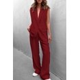 thumbnail image 3 of Conjunto PRETTYGARDEN Chaleco sin Mangas Pantalones Palazzo Vino Tinto S, 3 of 8