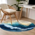 thumbnail image 4 of Round Rugs 3Ft, Teal Blue Ombre Round Area Rug Washable Indoor Throw Carpet, Modern Oil Painting Art Abstract Small Non Slip Circle Rug for Bedroom Living Room Home Decor Aesthetic, 4 of 8