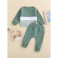 thumbnail image 4 of Bagilaanoe 2PCS Toddler Baby Girl Boy Long Pants Set Contrast Color Long Sleeve Sweatshirt Pullover Tops + Drawstring Sweatpants 6M 12M 18M 24M 3T Kids Casual Sweatsuits, 4 of 8