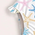 thumbnail image 5 of lnmuld Girls Ruffle Neck One Piece Swimsuit Colorful Print Beach Swimwear Size:6-7 Years, 5 of 8
