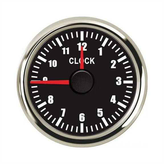0~12 Hours Hour Meters for Car Boat Yacht 52mm Clock Gauges Red Backlit Instrument Show Clock Meters 9-32V