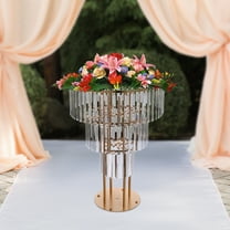 Iron and Acrylic Wedding Gold Crystal Flower Stand, Round Pedestal Stand, 3 Tiers Crystal Flower Stand Modern Gold
