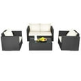 thumbnail image 2 of Patiojoy 4PC Patio Rattan Wicker Conversation Furniture Set Sectional Sofa & Coffee Table White, 2 of 7