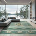 thumbnail image 2 of ODIKA Seashell Nautical Border Map Ocean Compass Coral Vintage Turtle Flowing Dynamic for Dining Room, Under Table, Office, Non-Slip Chair-Friendly Floor, 2 of 7