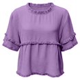 thumbnail image 6 of HCYSFG Womens Fringe Blouses Round Neck Short Ruffle Sleeve Empire Waist Relaxed Fit Peplum Shirts Boho Summer Tops, 6 of 6