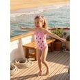 thumbnail image 5 of BemeyourBBs Toddler Baby Girl Strawberry Bow Cherry Swimsuit Infant Bathing Suit One-Piece Swimsuits Sun Hat Set Front Bow Rash Guard Spaghetti Strap Swimwear Summer Beach Wear Headband, 5 of 9