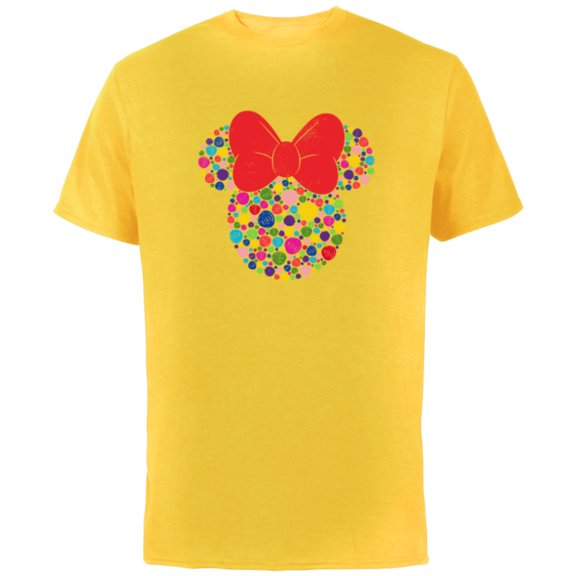 Disney Minnie Mouse Polka Dot Day Distressed Doodles Icon - Short Sleeve Cotton T-Shirt for Adults - Customized-Yellow