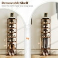 thumbnail image 6 of 7 Tier Vertical Shoe Rack, Shoe Tower w/Anti-Toppling Devices, Free Standing Shoe Racks for Small Spaces, Wood Shoe Storage, Narrow Shoe Shelf for Closet, Entryway (Rustic Brown, Single Row), 6 of 18