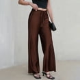 thumbnail image 6 of Levmjia Women's Satin Wide Leg Pants High Waisted Lounge Pants with Pockets Adjustable Drawstring Casual Trousers for Evening, 6 of 8