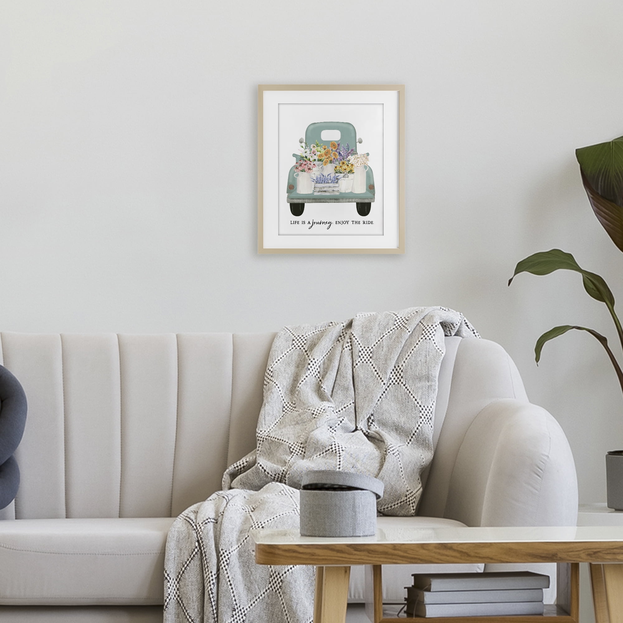 Enjoy The Ride Truck Birch Framed Print Under Glass, design by Lettered and Lined
