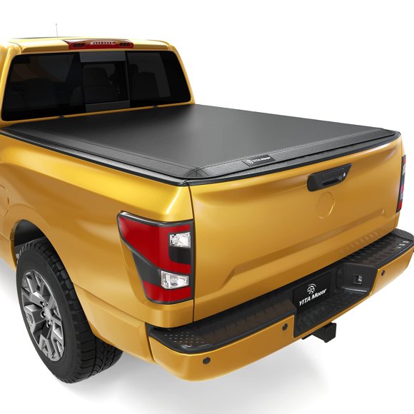 YITAMOTOR Soft Quad Fold Truck Bed Tonneau Cover Compatible with 2017-2024 Nissan Titan, Fleetside 5.5 ft Bed w/o Titan Box