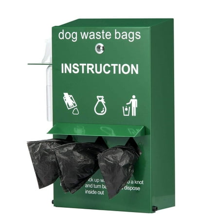 Vevor GFBZDFPQDXG0YQ2UFV0 Lockable Dog Waste Poop Station Bag Dispenser with 600 Bags, Green