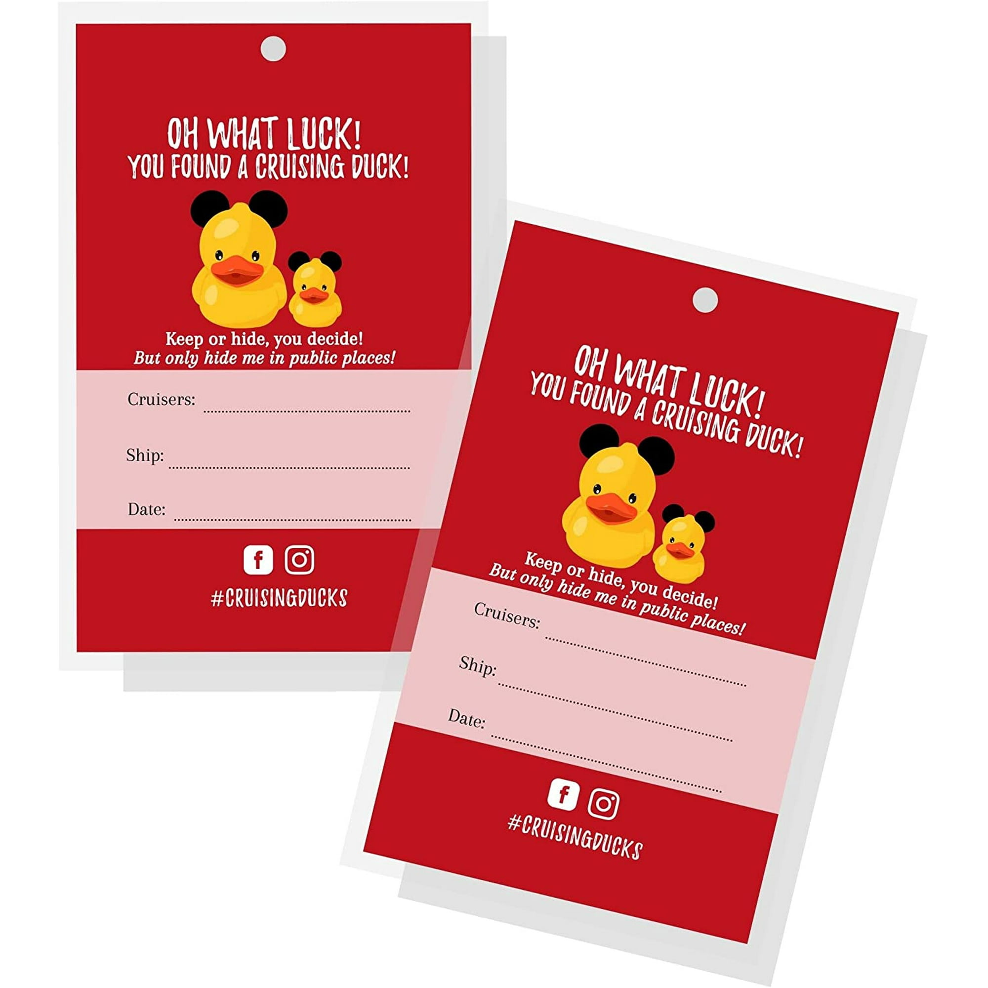 Cruising Ducks Tag with Hole | 30 Pack | Carnival Rubber Cruising Duck Tag  | Tags 2 x 3.5" inches Business Card Size | | Walmart Canada