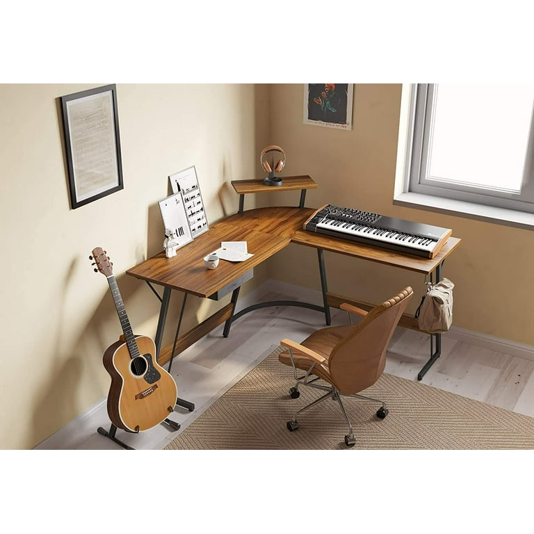 Espresso Finish Wood L Shape Corner Computer Desk Espresso Finish Wood L Shape Corner Computer Desk