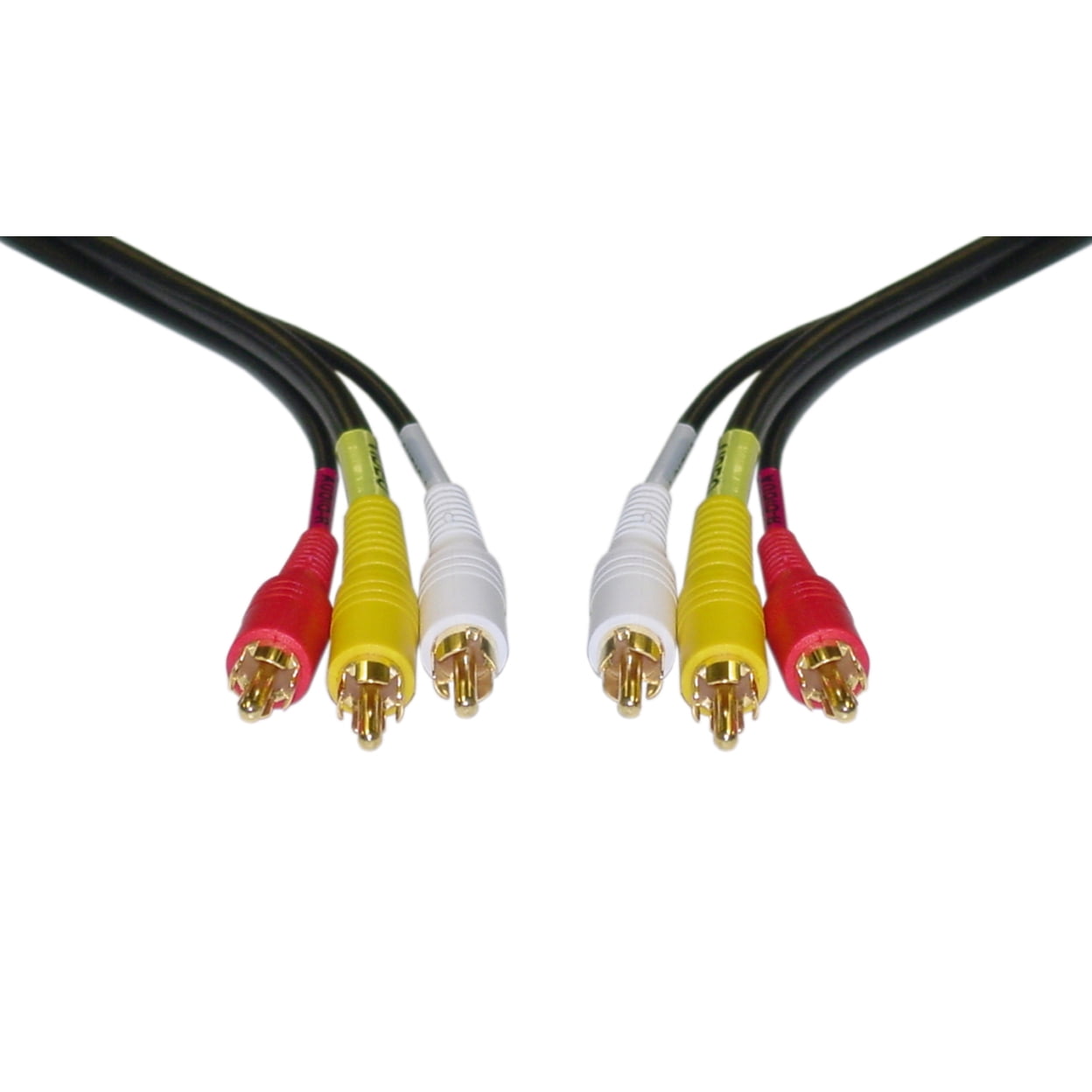 Stereo/VCR RCA Cable, 2 RCA (Audio) + RCA RG59 Video, Gold-plated
