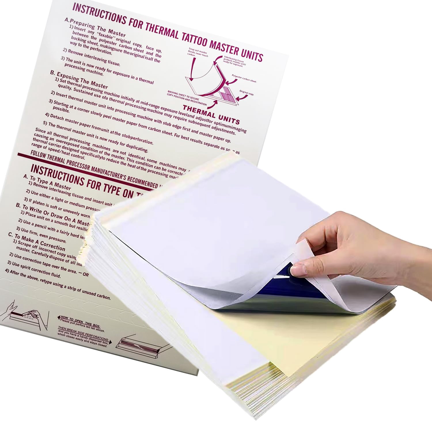 100 Sheets Tattoo Transfer Paper – 4-Layer Thermal Stencil Paper for Tattoo Artists & Beginners – A4 Size, Clean, Long-Lasting Transfer Easy Application