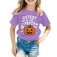 thumbnail image 3 of Tiijoy Tween Girls Halloween Pumpkin Graphic Tee Short Sleeve Crew Neck T-Shirt, Sizes 12-13, 3 of 3