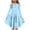 Blue, variant on Frock Girl'S Dress With Flowing Sleeves and Heart Printed Summer Dress, Color Blocked Round Neck Casual Sun Dress, Party Game Dress, Holiday Dress