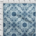thumbnail image 3 of oneOone Georgette Viscose Teal Blue Fabric Asian Block Tile Craft Projects Decor Fabric Printed By The Yard 42 Inch Wide, 3 of 4
