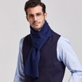 thumbnail image 2 of Bufanda cálida de otoño e invierno, color sólido, para negocios, para hombre, chal largo, azul oscuro, 2 of 5