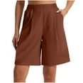thumbnail image 3 of Simua Women's Loose Shorts Fashion Solid Color Pockets Elastic Waist Summer Casual Bermuda Shorts, 3 of 9