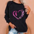 thumbnail image 2 of Honeeladyy Womens Breast Cancer Awareness Sweatshirts, Ladies Ribbon Print Pullover, Long Sleeve Casual Crewneck Hoodless Tops #Rr-Black-L, 2 of 6