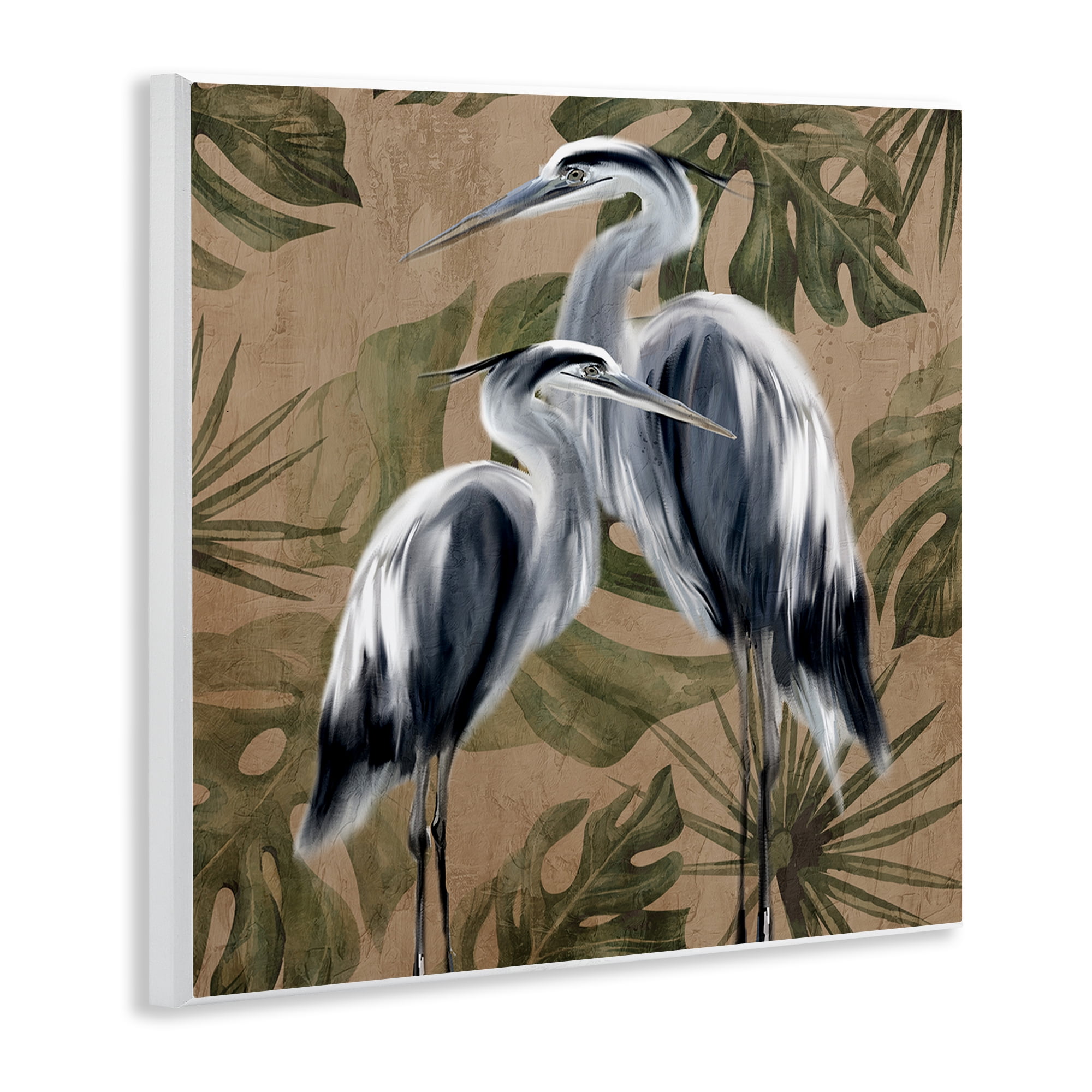 Stupell Industries Two Herons over Tropical Leaves Wall Plaque Art, design by Kim Allen