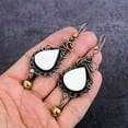 thumbnail image 3 of Natural Mother Of Pearl Gemstone Copper Wire Wrap Jewelry Earring 3.55", 3 of 4