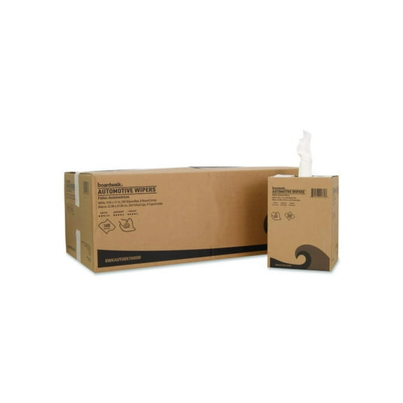 Boardwalk Automotive Wipers, 10.63 x 20.47, Unscented, White, 200/Box, 8 Boxes/Carton
