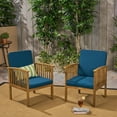 thumbnail image 2 of Outdoor Club Chairs, Set of 2 Acacia Wood Patio Chairs With Waterproof Cushions, Hand Crafted Deep Seat Design For Backyard Terrace, Brown Dark Teal, 2 of 11