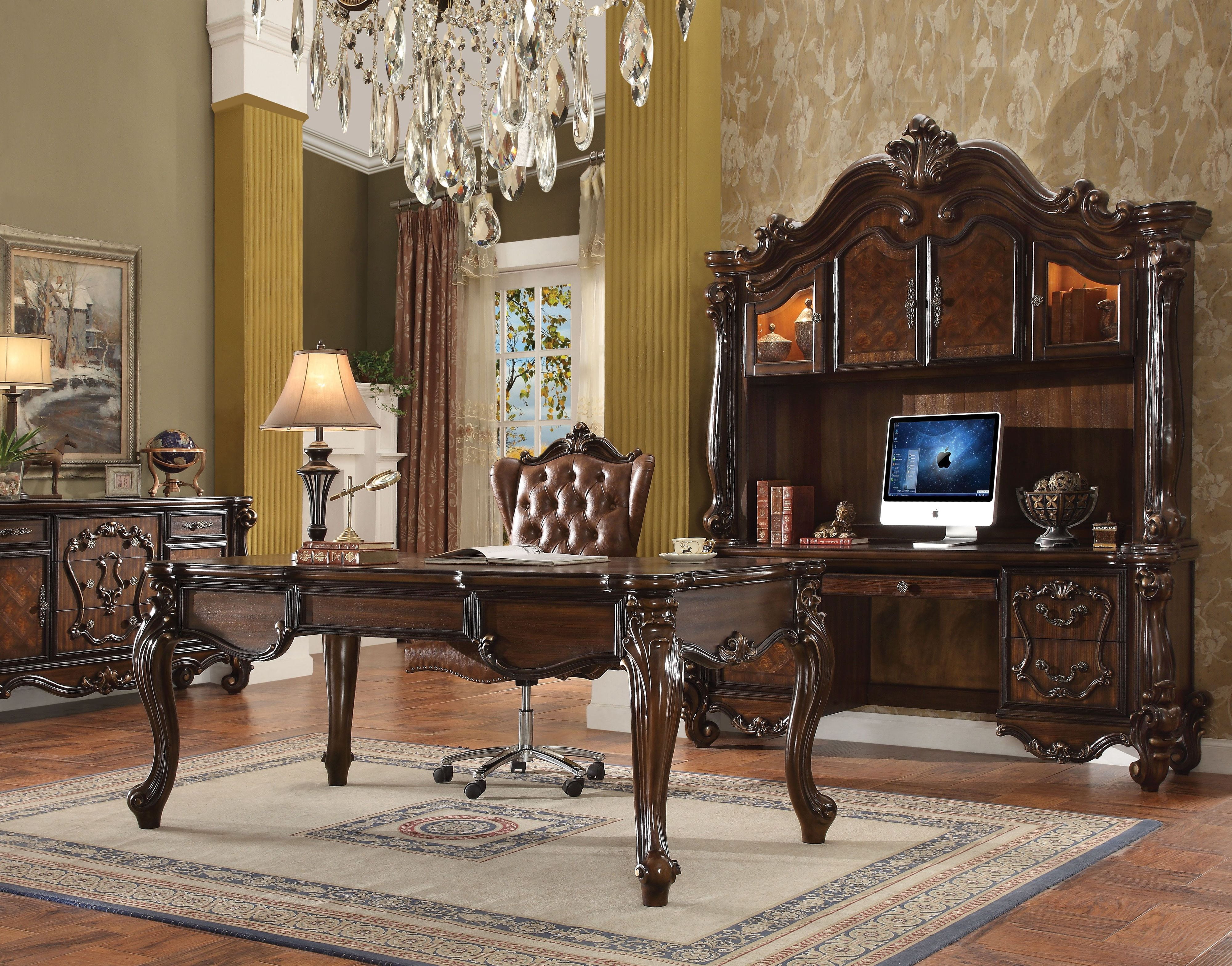 ACME Versailles Executive Computer Desk w/Hutch, Cherry Oak