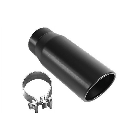 MagnaFlow Tip Black Coated w/ Clamp Single Wall Round Outlet 4in Diameter 3in Inlet 12in Length
