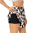 thumbnail image 3 of Lsque Brown Black Cow Printed Women's Running Shorts with Liner Pockets,Elastic Quick Dry Workout Athletic Gym Yoga Shorts,Womens High Waist Shorts-, 3 of 9