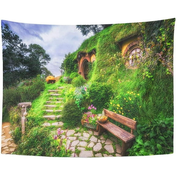 Tapestry Wall Hanging Art Nature Home Bilbo Baggins And Garden In Hobbiton New
