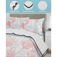 thumbnail image 4 of Quilts Twin Size Bedding Set, Red Aqua Coastal Lightweight Quilted Comforter, Sea Turtle Nautical Coral Summer Beach Soft Reversible Bedspread Coverlet with Pillow Covers for All Season, 68" x 86", 4 of 7