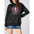 thumbnail image 4 of Women Halloween Hoodie, Long Sleeve Hooded Cobweb Spider Print Pullover Fall Tops with Pocket, 4 of 10