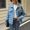 Blue, variant on Women's Plaid Flannel Shacket Long Sleeve Casual Outwear Button Pocket Turndown Collar Woollen Coat Top