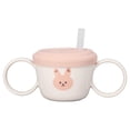 thumbnail image 4 of Taza para aprender a beber para bebé, taza de entrenamiento de silicona con estampado de animales de dibujos animados de 200mL, taza para bebé con pajita Binaural, taza para bebé para conejo de leche, 4 of 5