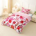 thumbnail image 2 of jejeloiu Vibrant Floral Twin Comforter Sets For Girls,Folk Print Bedding Set,Red Pink White,Pink Reversible,2pcs,1 Comforter and 1 Pillowcase, 2 of 7