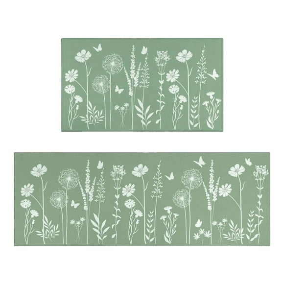 Set 2 Summer Day Kitchen Floor Rug And Mat for Indoor Home Use Enhancing Appeal 2PCS