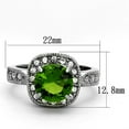 thumbnail image 2 of Womens 9x9mm Round Cut Green Peridot CZ Stainless Steel Cocktail Ring - Size 9, 2 of 4