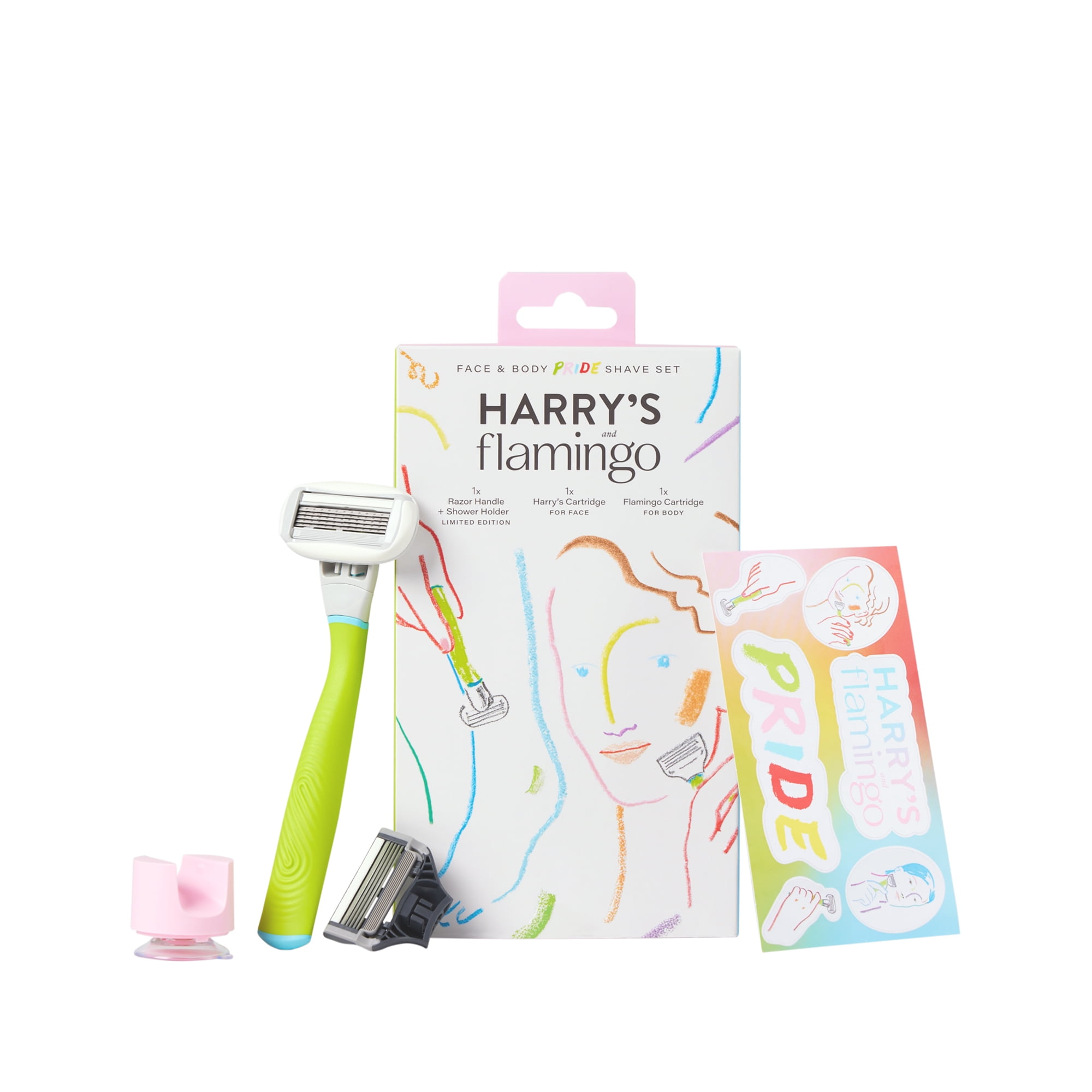 Harry's and Flamingo Pride Face and Body Shaving Razor Set, 4 Piece