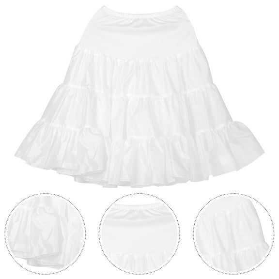 SOPOTUTU 1Pack Tulle Underskirt for Girls Simple Design White Tulle Adjustable Waistline Under Dresses
