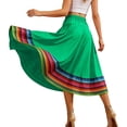 thumbnail image 2 of Costeam Womens Ethnic Print Flowy Midi Skirt Full Elastic High Waist Wide Swing Hem Lightweight Breathable Loose Dance Performance A Line Skirts, 2 of 7