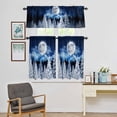 thumbnail image 4 of Kitchen Window Curtains Valance and Tier Set, Winter Whiter Trees Rod Pocket Tier Curtain Valance Set, Abstract Moon Landscapes Light Filtering Cafe Curtains for Bedroom Living Room, 4 of 9