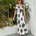 thumbnail image 6 of Weed Pattern Dress Summer Street Style Bohemia Long Dresses Female Sleeveless Printed Maxi Dress, 6 of 9