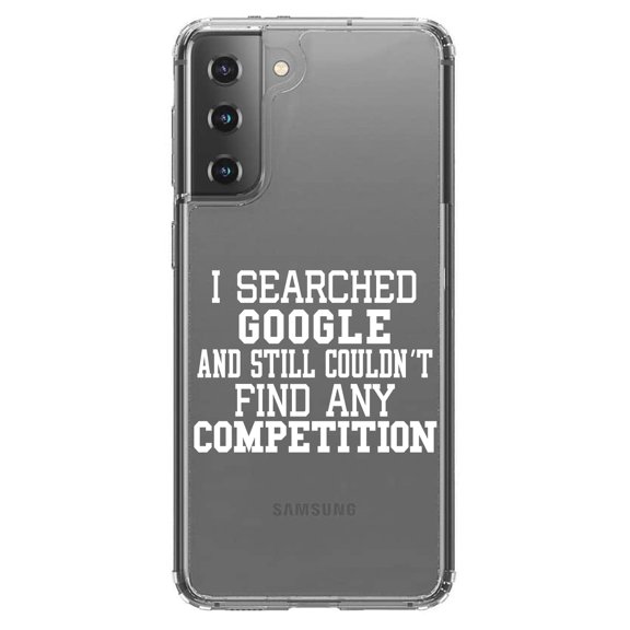 DistinctInk Clear Shockproof Hybrid Case for Galaxy S21+ PLUS 5G (6.7" Screen) - TPU Bumper Acrylic Back Tempered Glass Screen Protector - I Searched and Couldn't Find Competition